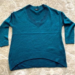 Turquoise V Neck Drop Sleeve Sweater